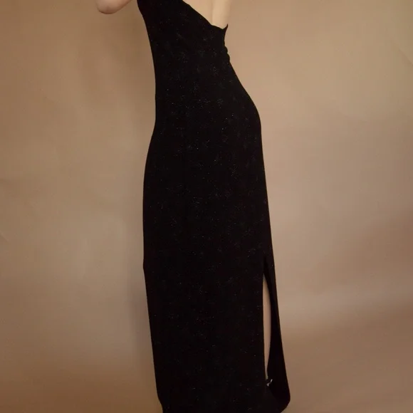 90s Starburst Glitter Halter Evening Gown - Picture 9 of 16
